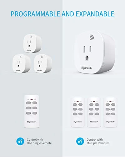 Remote Control Outlet Wireless Light Switch Kit — Smart Plug, Syantek