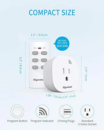 Remote Control Outlet Wireless Light Switch Kit — Smart Plug, Syantek