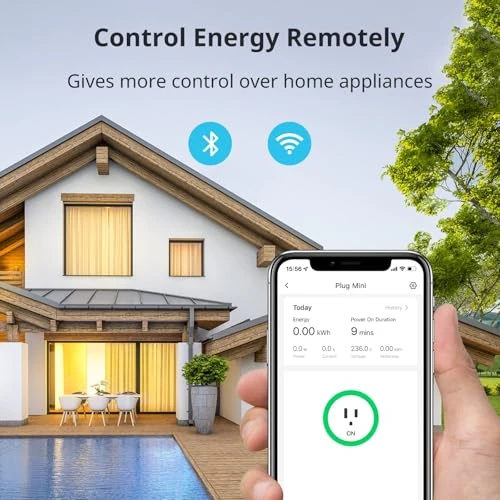 Smart Plug Mini, 15A Energy Monitoring, WiFi & Bluetooth Outlet — Smart Plug