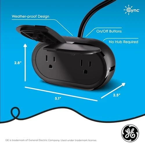 Smart Plug, Outdoor Bluetooth and Wi-Fi Outlet Socket, Weather Resistant Plug — Smart Plug, Cync