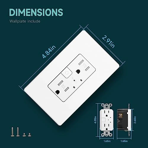 Smart Wall Outlet with 2 Individually Controlled Ports — Smart Plug, TOPELER