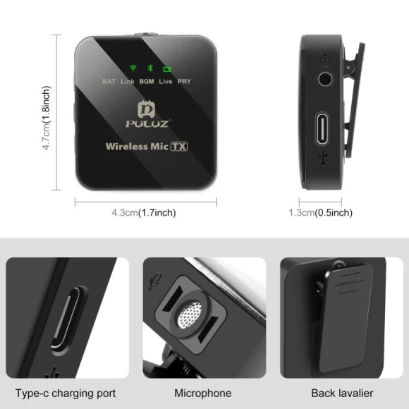 Wireless Lavalier Microphone, PULUZ