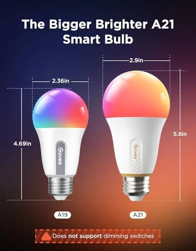 1600 Lumens Smart Light Bulbs 2-Pack — Smart Light Bulb, Govee
