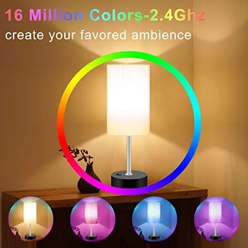 Bedroom Lamp with Smart RGB LED Bulb — Desk Lamp, Peteme