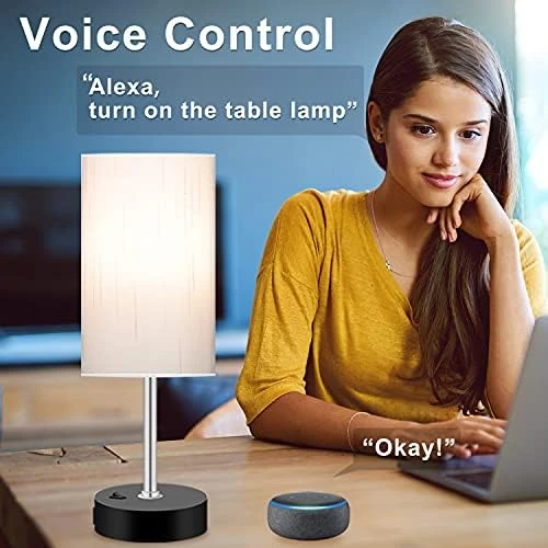 Bedroom Lamp with Smart RGB LED Bulb — Desk Lamp, Peteme