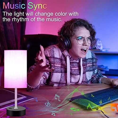 Bedroom Lamp with Smart RGB LED Bulb — Desk Lamp, Peteme