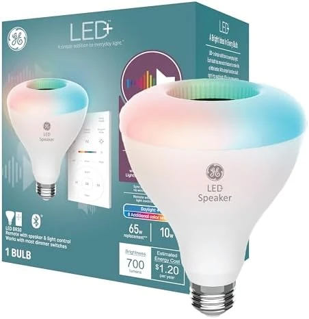 Color Changing Speaker LED Light Bulb with Remote — Smart Light Bulb, GE