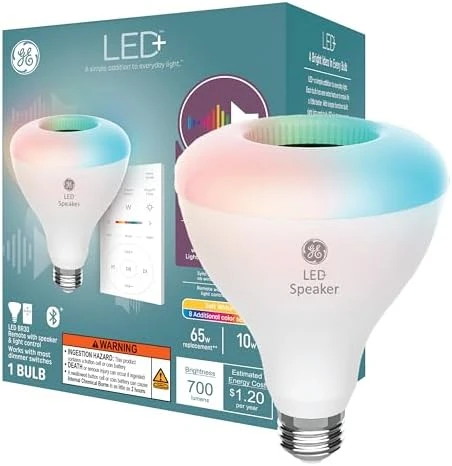 Color Changing Speaker LED Light Bulb with Remote — Smart Light Bulb, GE