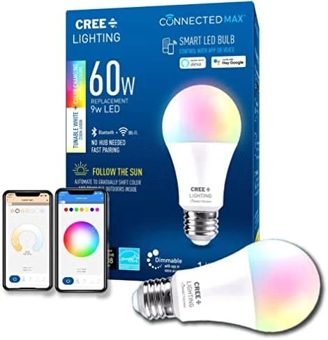 Connected Max Smart LED Bulb A19 60W Tunable White + Color Changing — Smart Light Bulb, Cree Lighting
