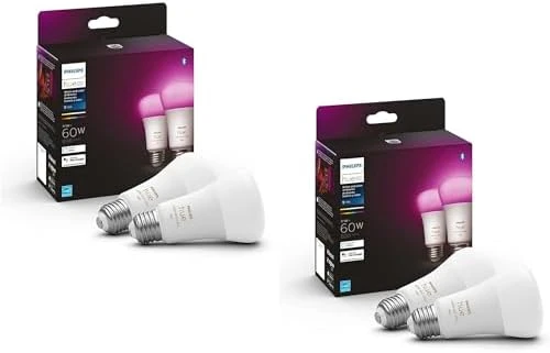 Hue Smart LED A19 Bulb 2-Pack, White Color Ambiance — Smart Light Bulb, Philips