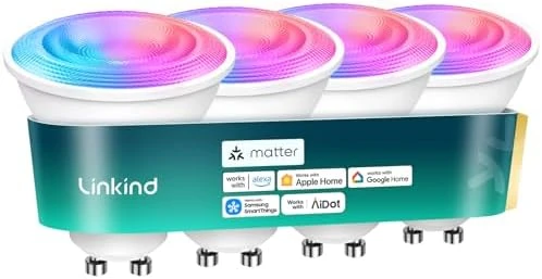 Matter GU10 Smart Light Bulbs, 40W 470LM Color Changing — Smart Light Bulb, Linkind