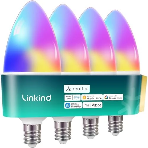 Matter Smart Bulbs, E12 Led Bulb, RGBTW Color Changing Light Bulb — Smart Light Bulb, Linkind