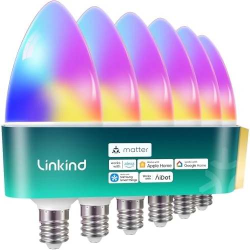 Matter Smart Bulbs, E12 Led Bulb, RGBTW Color Changing Light Bulb — Smart Light Bulb, Linkind