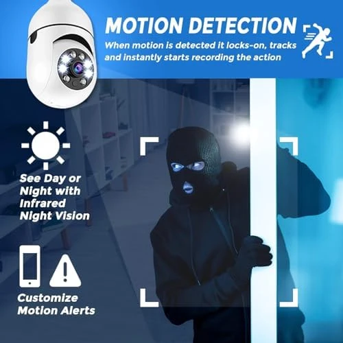 Security Camera, Two Way Talk 1080P HD Video WiFi Smart Camera, Indoor Outdoor Night Vision 360 Degree Motion Detection... — Security Camera, Sight Bulb