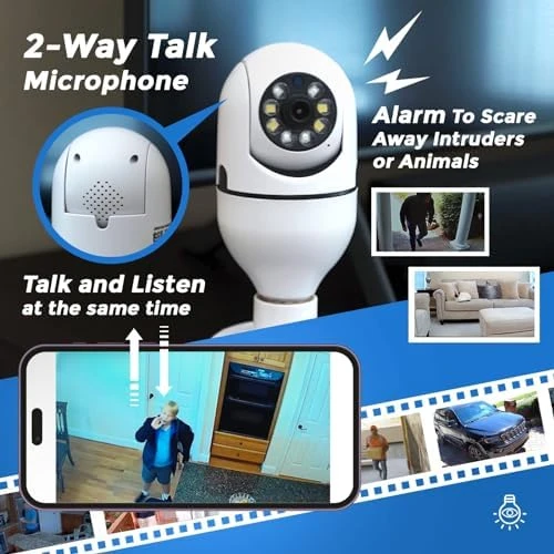 Security Camera, Two Way Talk 1080P HD Video WiFi Smart Camera, Indoor Outdoor Night Vision 360 Degree Motion Detection... — Security Camera, Sight Bulb