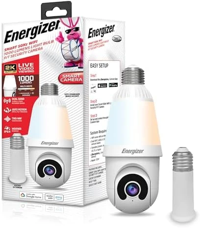 Smart 2K Light Bulb Security Camera — Security Camera, Energizer