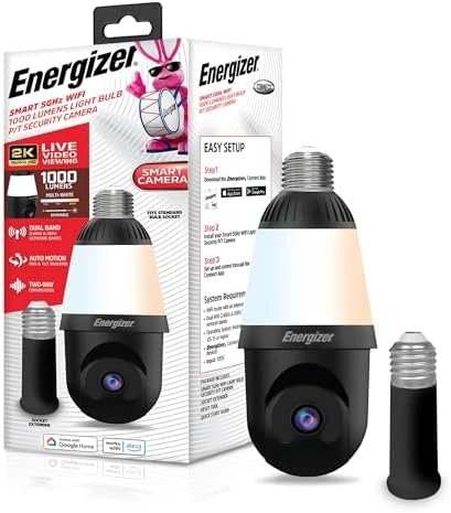 Smart 2K Light Bulb Security Camera — Security Camera, Energizer