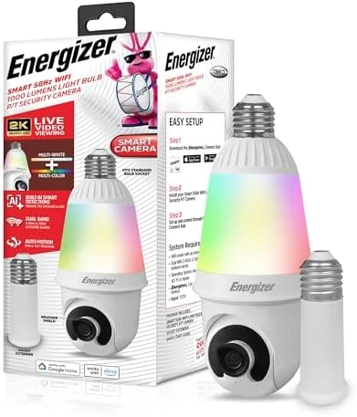 Smart 2K Light Bulb Security Camera — Security Camera, Energizer