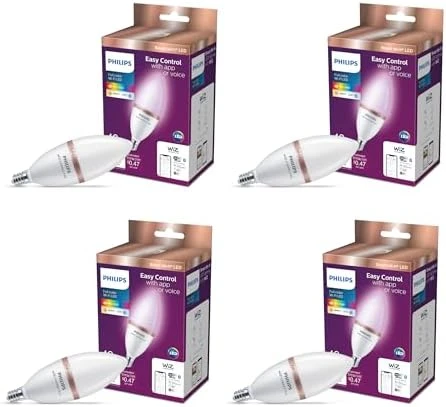 Smart 40W B12 Color LED Candle-Shaped Bulb 4-Pack — Smart Light Bulb, Philips