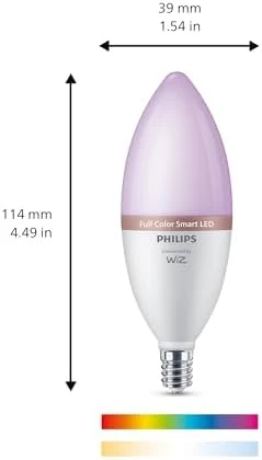 Smart 40W B12 Color LED Candle-Shaped Bulb 4-Pack — Smart Light Bulb, Philips