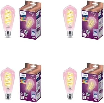 Smart Color ST19 Color Filament LED Smart Bulb 4-Pack — Smart Light Bulb, Philips