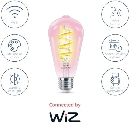 Smart Color ST19 Color Filament LED Smart Bulb 4-Pack — Smart Light Bulb, Philips