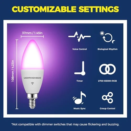 Smart E12 Candle Bulbs with RGBCW — Smart Light Bulb, Lightinginside
