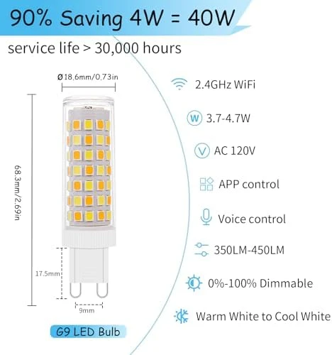 Smart G9 LED Bulbs (3-Pack) — Smart Light Bulb, I-SHUNFA