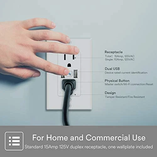 Smart In-Wall Outlet with USB Ports — Smart Plug, iLintek