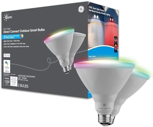 Smart LED PAR38 Flood Light Bulb, Color Changing, 90W Equivalent, WiFi, Pack of 2 — Smart Light Bulb, GE