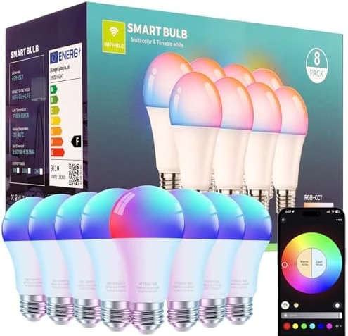 Smart Light Bulbs - Dimmable Color Changing Light Bulb with Bluetooth Music Sync — Smart Light Bulb, FRIDEKO HOME