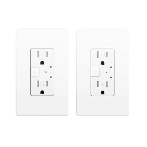 Smart Wall Outlet, 2 Individually Controlled Ports, 15Amp TR Receptacle — Smart Plug, junlit
