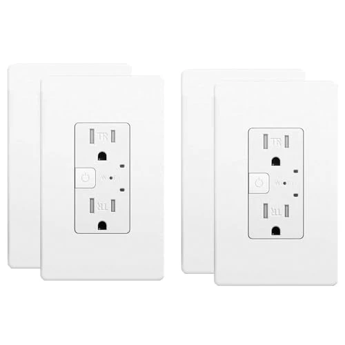 Smart Wall Outlet, 2 Individually Controlled Ports, 15Amp TR Receptacle — Smart Plug, junlit