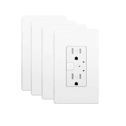 Smart Wall Outlet, 2 Individually Controlled Ports, 15Amp TR Receptacle — Smart Plug, junlit
