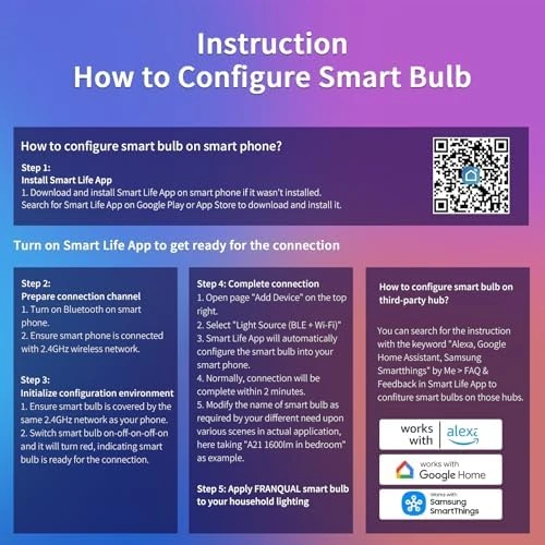 Ultra Bright Smart Light Bulbs 2-Pack — Smart Light Bulb, Franqual