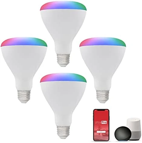 Wi-Fi LED Smart Light Bulb, BR30, 65W Equivalent, RGB, Color Changing, White Select Tunable 2700K - 6500K, Dimmable,... — Smart Light Bulb, UltraPro