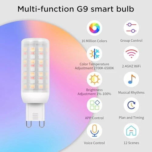 Wi-Fi RGBCW Smart G9 LED Bulbs — Smart Light Bulb, I-SHUNFA