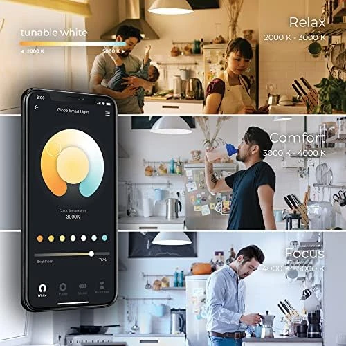 Wi-Fi Smart Multicolor Changing LED Light Bulb — Smart Light Bulb, Globe Electric