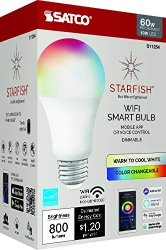 WiFi Smart LED Color-Changing Light Bulb — Smart Light Bulb, Satco