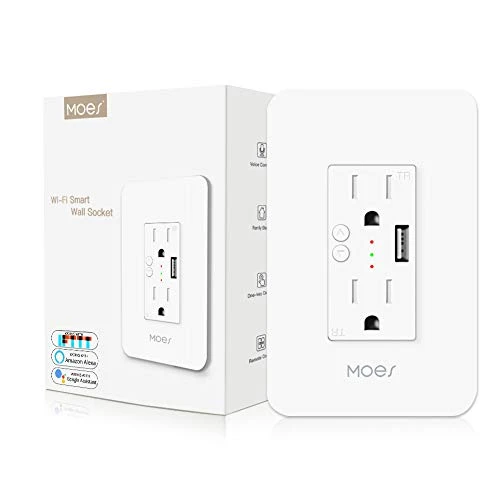 WiFi Smart Wall Outlet, 15A Divided Control 2 in Wall Socket with USB Interface — Smart Plug, MOES