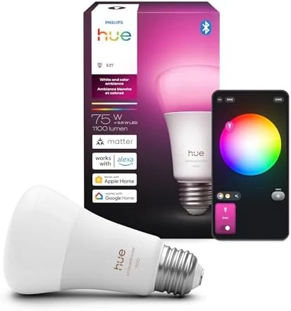 A19 White and Color Ambiance LED Smart Color-Changing Bulb (Pack of 4) — Smart Light Bulb, Philips Hue