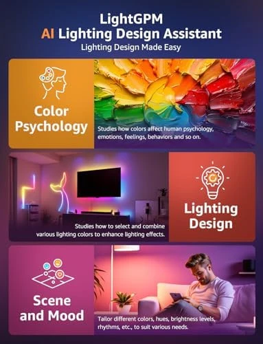 AI Smart RGB Rope Lights, Personalized Lighting Designer, LightBeats Music Sync, 19.68ft Wi-Fi & Bluetooth LED Strip — LED Strip Lights, Lepro