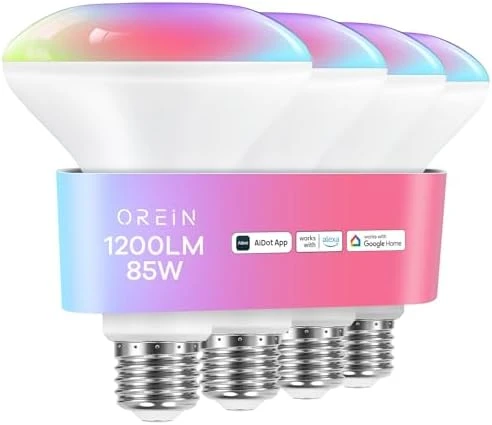 Matter Smart Light Bulb, 1600 Lumens 100W Equivalent, Color Changing, 2 Pack — Smart Light Bulb, OREiN
