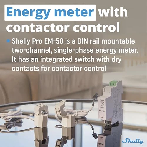 Pro EM 50A Energy Meter with Contactor Control — Energy Monitor, Shelly