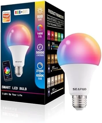 Smart LED Light Bulb, RGB+CCT, 16M Colors — Smart Light Bulb, seapad