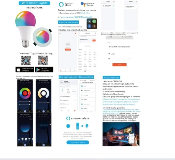 Smart LED Light Bulb, RGB+CCT, 16M Colors — Smart Light Bulb, seapad