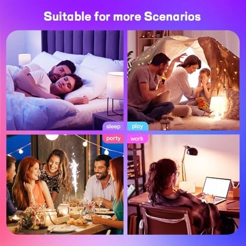 Smart Led Light Bulbs, Wi-Fi Magic Home Light Bulbs for Alexa & Google Assistant, E26, A19 Music Sync Color Changing... — Smart Light Bulb, ZMFUTY