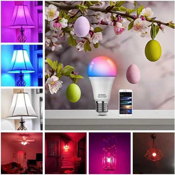 Smart Led Light Bulbs, Wi-Fi Magic Home Light Bulbs for Alexa & Google Assistant, E26, A19 Music Sync Color Changing... — Smart Light Bulb, ZMFUTY