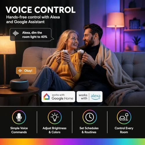 Smart Light Bulbs 2 Pack, A19 Color Changing LED (800 Lumens), WiFi & Bluetooth, Music Sync, Compatible with Alexa &... — Smart Light Bulb, Homefy
