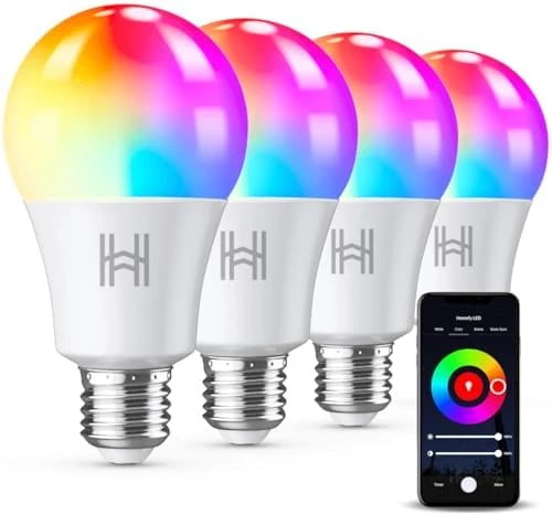 Smart Light Bulbs 2 Pack, A19 Color Changing LED (800 Lumens), WiFi & Bluetooth, Music Sync, Compatible with Alexa &... — Smart Light Bulb, Homefy